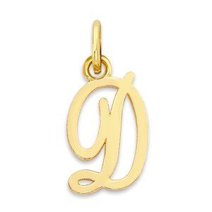 Solid 10k Gold Initial Charm, Cute Letter Charm for Charm Bracelet